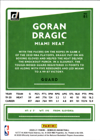 Goran Dragic - Panini Donruss Base Set 2020-21, Nr. 81