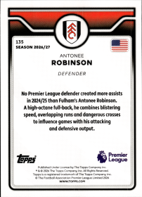 Antonee Robinson - Topps Flagship Premier League Base Set 2026-27, Nr. 135