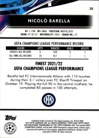 Nicolò Barella - Topps Finest UEFA Champions League Base Set 2021-22, Nr. 30
