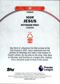 Igor Jesus - Topps Finest Premier League Base Set 2025-26, Nr. 80 – Rookie Card