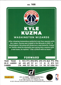 Kyle Kuzma - Panini Donruss Base Set 2021-22, Nr. 166