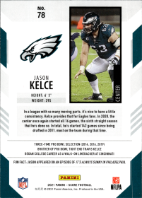 Jason Kelce - Panini Score Base Set 2021, Nr. 78