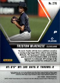 Triston McKenzie - Panini Mosaic Base Set 2021, Nr. 276 – Rookie Card