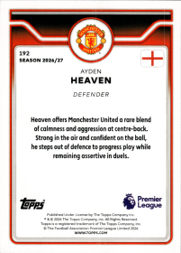 Ayden Heaven - Topps Flagship Premier League Base Set 2026-27, Nr. 192