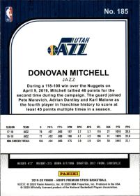 Donovan Mitchell - Panini Hoops Premium Stock Base Set 2019-20, Nr. 185