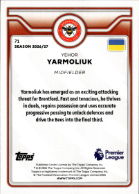 Yehor Yarmoliuk - Topps Flagship Premier League Base Set 2026-27, Nr. 71