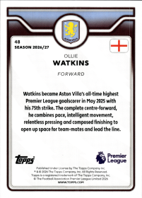 Ollie Watkins - Topps Flagship Premier League Base Set 2026-27, Nr. 48