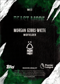 Morgan Gibbs-White - Topps Flagship Premier League Beast Mode 2026-27, Nr. BM 22 – Insert