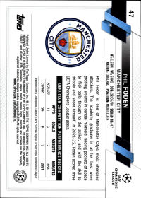 Phil Foden - Topps Chrome UEFA Club Competitions Base Set 2022-23, Nr. 47