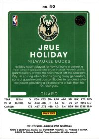 Jrue Holiday - Panini Donruss Optic Base Set 2021-22, Nr. 40