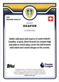 Noah Okafor - Topps Flagship Premier League Base Set 2026-27, Nr. 159