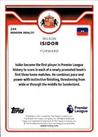 Wilson Isidor - Topps Flagship Premier League Base Set 2026-27, Nr. 244