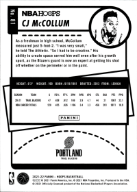CJ McCollum - Panini Hoops Base Set 2021-22, Nr. 81