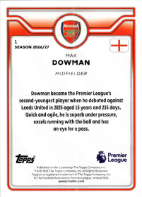 Max Dowman - Topps Flagship Premier League Future Stars 2026-27, Nr. 1