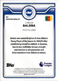 Carlos Baleba - Topps Flagship Premier League Base Set 2026-27, Nr. 82
