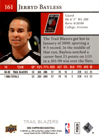 Jerryd Bayless - Upper Deck 2009-10, Nr. 161