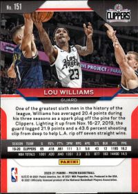 Lou Williams - Panini Prizm Base Set 2020-21, Nr. 151