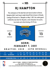 RJ Hampton - Panini Chronicles Panini 2020-21, Nr. 105