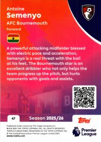 Antoine Semenyo - Topps Match Attax Premier League Base Set 2025-26, Nr. 47