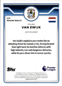 Milan van Ewijk - Topps Flagship Premier League Base Set 2026-27, Nr. 259