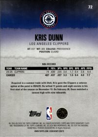 Kris Dunn - Topps Signature Class Base Set 2025-26, Nr. 72