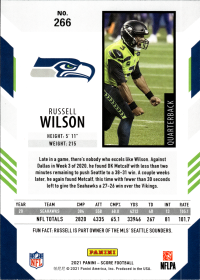 Russell Wilson - Panini Score Base Set 2021, Nr. 266
