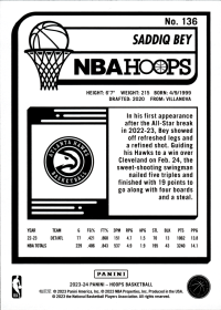 Saddiq Bey - Panini Hoops Base Set 2023-24, Nr. 136