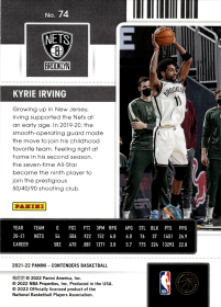 Kyrie Irving - Panini Contenders Season Ticket 2021-22, Nr. 74