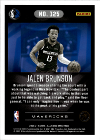 Jalen Brunson - Panini Illusions Base Set 2020-21, Nr. 125