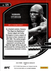 Kamaru Usman - Panini Chronicles UFC Absolute 2022, Nr. 129