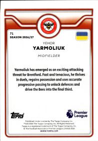 Yehor Yarmoliuk - Topps Flagship Premier League Base Set 2026-27, Nr. 71