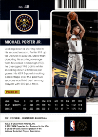 Michael Porter Jr. - Panini Contenders Season Ticket 2021-22, Nr. 48