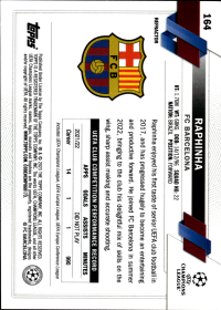 Raphinha - Topps Chrome UEFA Club Competitions Base Set 2022-23, Nr. 164 – Refractor