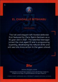 El Chadaille Bitshiabu - Topps Paris Saint-Germain Official Team Set 2023-24, Nr. 6