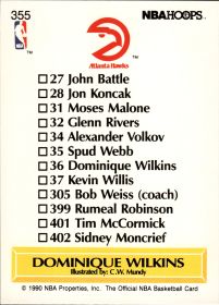 Dominique Wilkins - NBA Hoops Team Checklist 1990-91, Nr. 355
