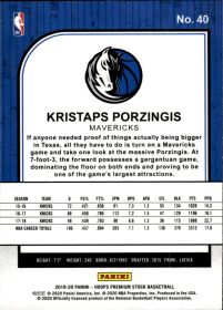 Kristaps Porzingis - Panini Hoops Premium Stock Base Set 2019-20, Nr. 40