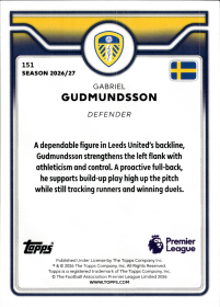 Gabriel Gudmundsson - Topps Flagship Premier League Base Set 2026-27, Nr. 151