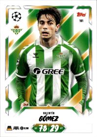 Valentín Gómez - Topps Match Attax UEFA Club Competitions Base Set 2026-27, Nr. 191