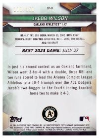Jacob Wilson - Topps Bowman's Best Top Prospects 2023, Nr. TP-9 – Nummeriert, Blue Refractor
