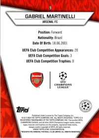 Gabriel Martinelli - Topps Superstars UEFA Club Competitions Base Set 2023-24, Nr. 9 – Common