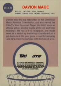 Davion Mace - Topps Chrome OTE 1969 Topps Basketball 2022, Nr. 69TB-12