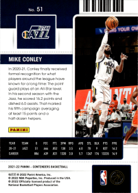 Mike Conley - Panini Contenders Season Ticket 2021-22, Nr. 51