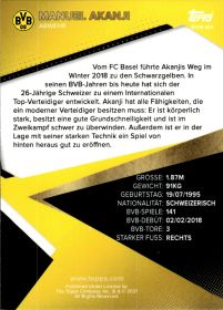 Manuel Akanji - Topps Borussia Dortmund Team Set Base Set 2021-22, Nr. BVB-MA
