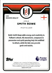 Emile Smith Rowe - Topps Flagship Premier League Base Set 2026-27, Nr. 142