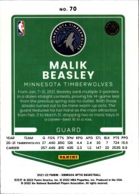 Malik Beasley - Panini Donruss Optic Base Set 2021-22, Nr. 70