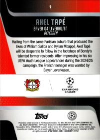 Axel Tapé - Topps UEFA Club Competitions Base Set 2025-26, Nr. 9 – Rookie Card