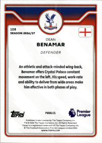 Dean Benamar - Topps Flagship Premier League Base Set 2026-27, Nr. 108 – Rookie Card, Premier League Parallel