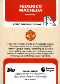 Federico Macheda - Topps Flagship Premier League Retro Threads 2026-27, Nr. RT 22 – Insert