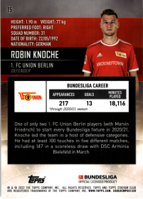 Robin Knoche - Topps Stadium Club Chrome Bundesliga Base Set 2021-22, Nr. 15