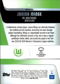 Janina Minge - Topps Chrome UEFA Women's Champions League Base Set 2025-26, Nr. 84 – Refractor
